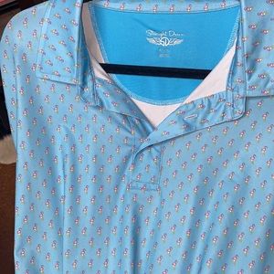 Polo golf shirt with flamingos